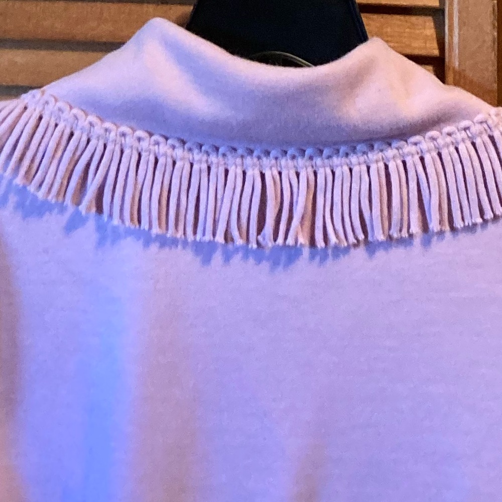 Lennie for Nina Leonard Pink Cowl Neck Fringed Collar Knit Sweater - Picture 13 of 16